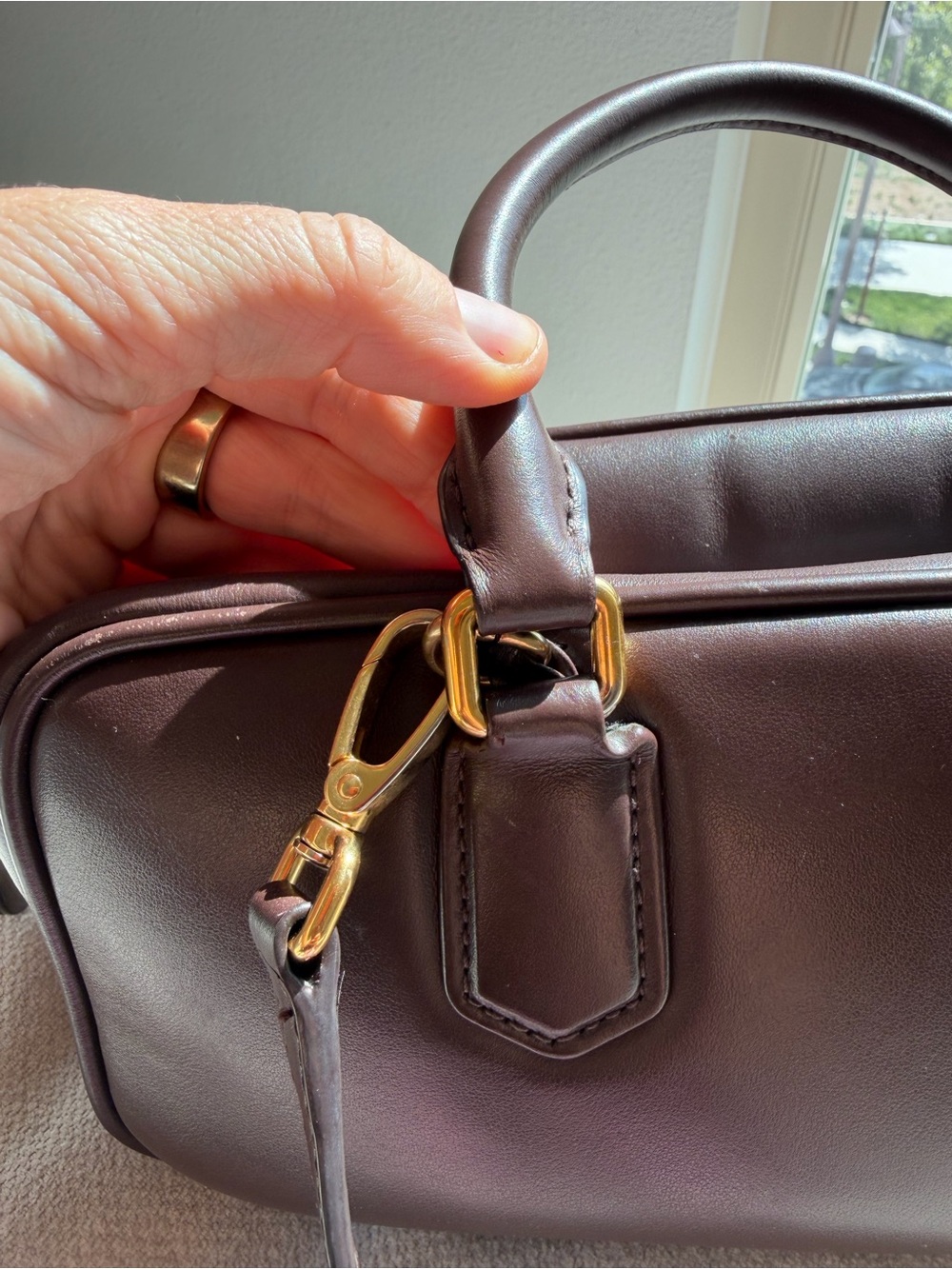 Miu Miu Dark Brown Leather Bowling Bag with Gold Hardware - Picture 5 of 5